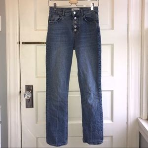 Reformation Liza Button Fly High Rise Straight Malta Wash Jeans - Size 25